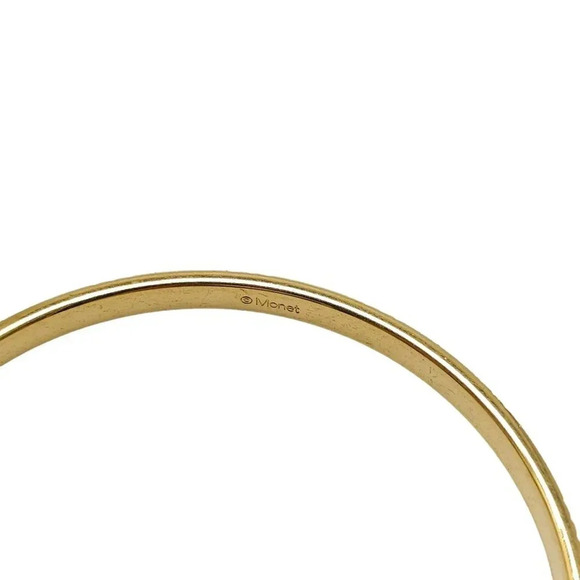 Monet Diamond Cut Texture Bangle Bracelet Gold Tone Vintage - Picture 3 of 5